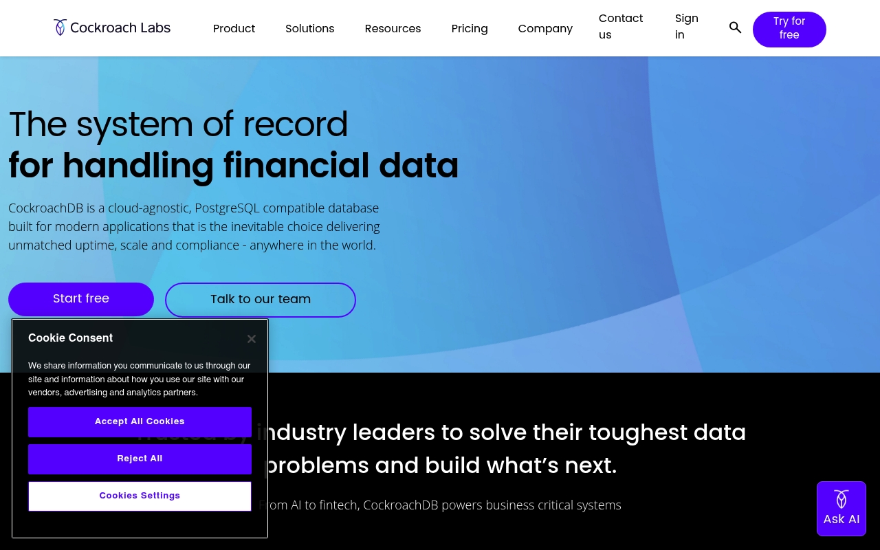 Cockroach Labs website