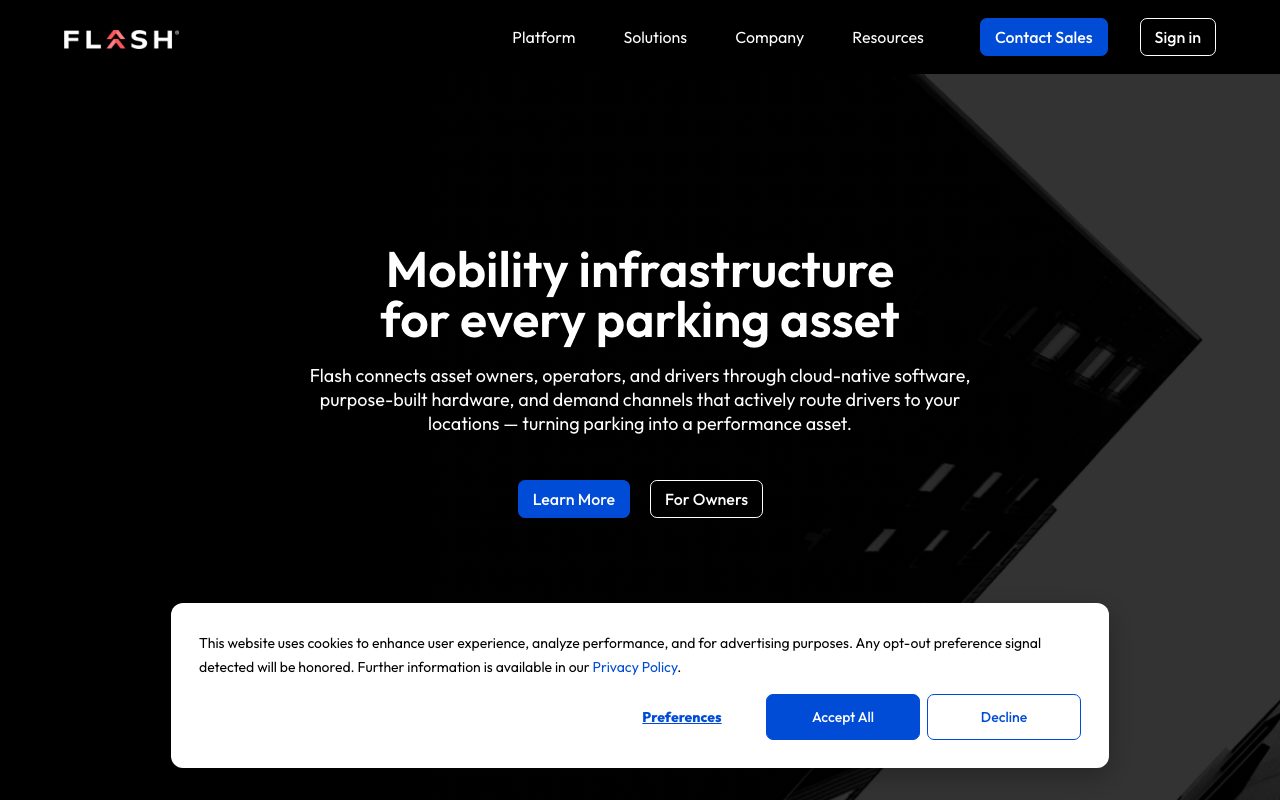 FlashParking website