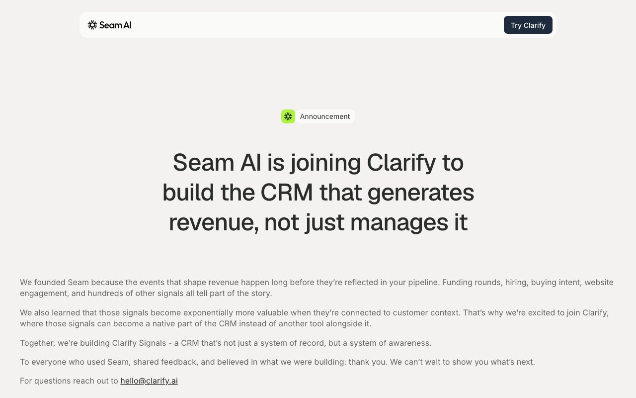 Seam AI website