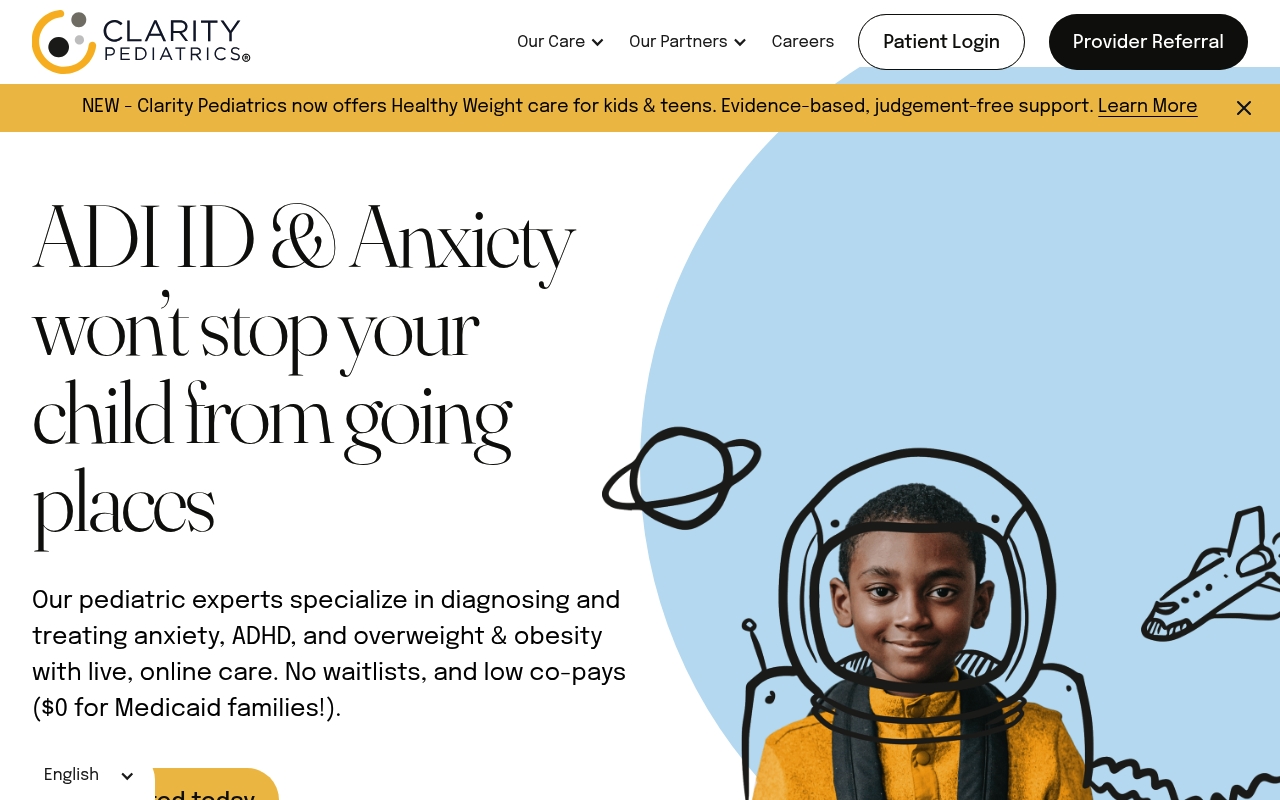 Clarity Pediatrics website
