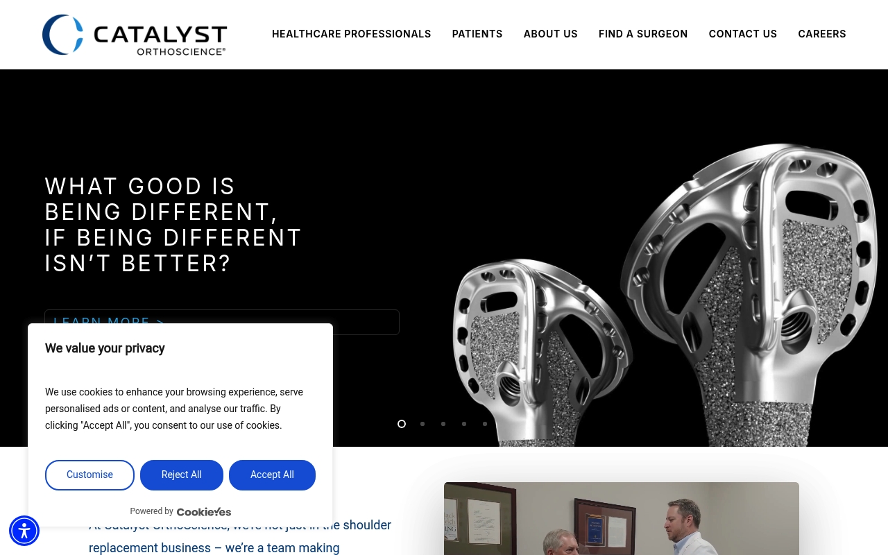 Catalyst OrthoScience website