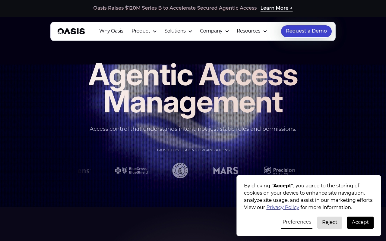 Oasis Security website