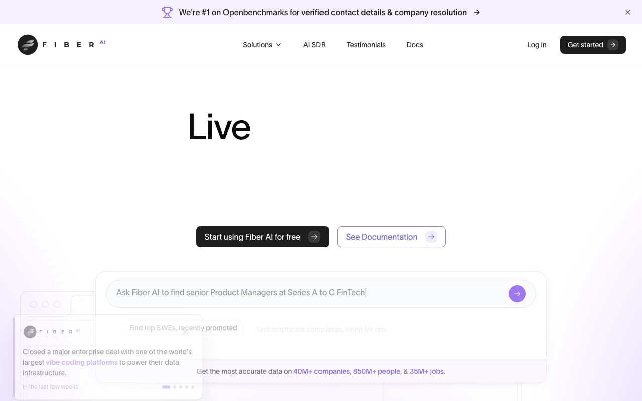 Fiber AI website