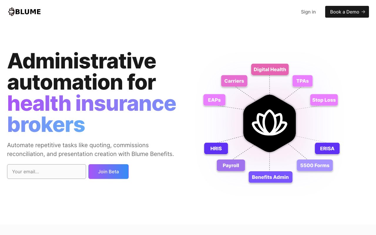 Blume Benefits website