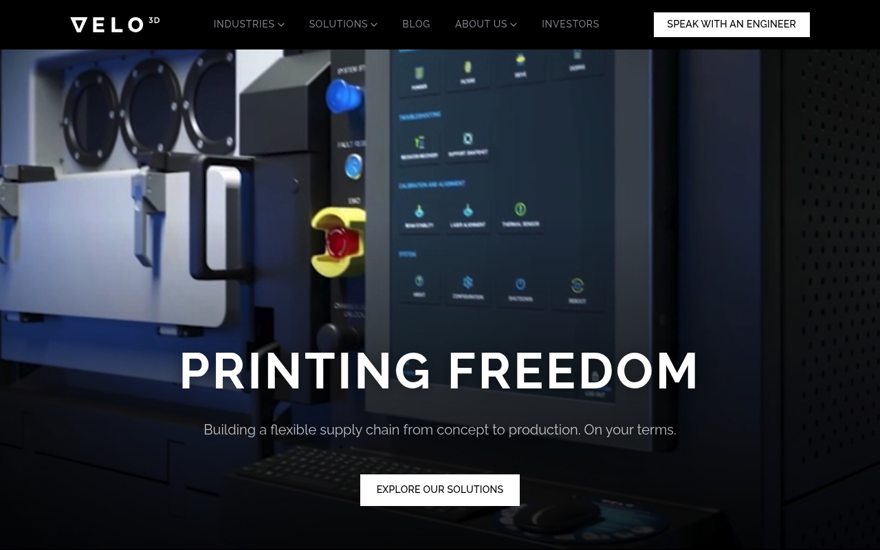 Velo3D website