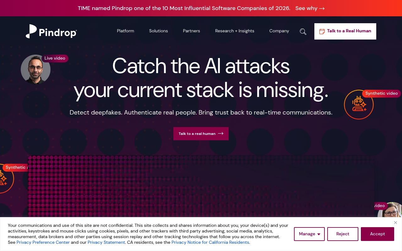 Pindrop Security website