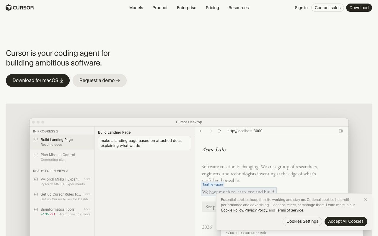 Cursor website