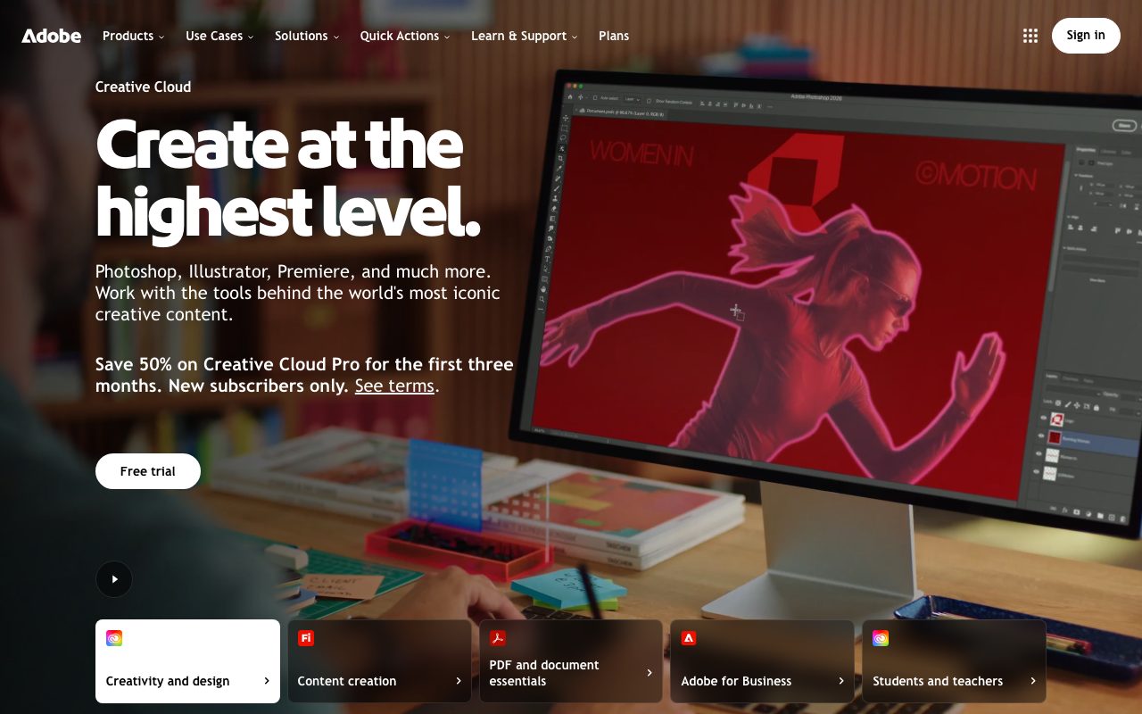 Adobe website