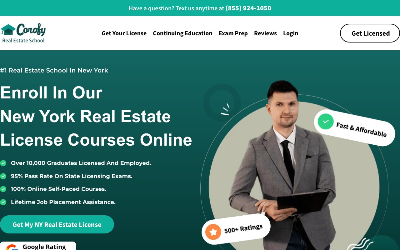 Corofy Real Estate School website