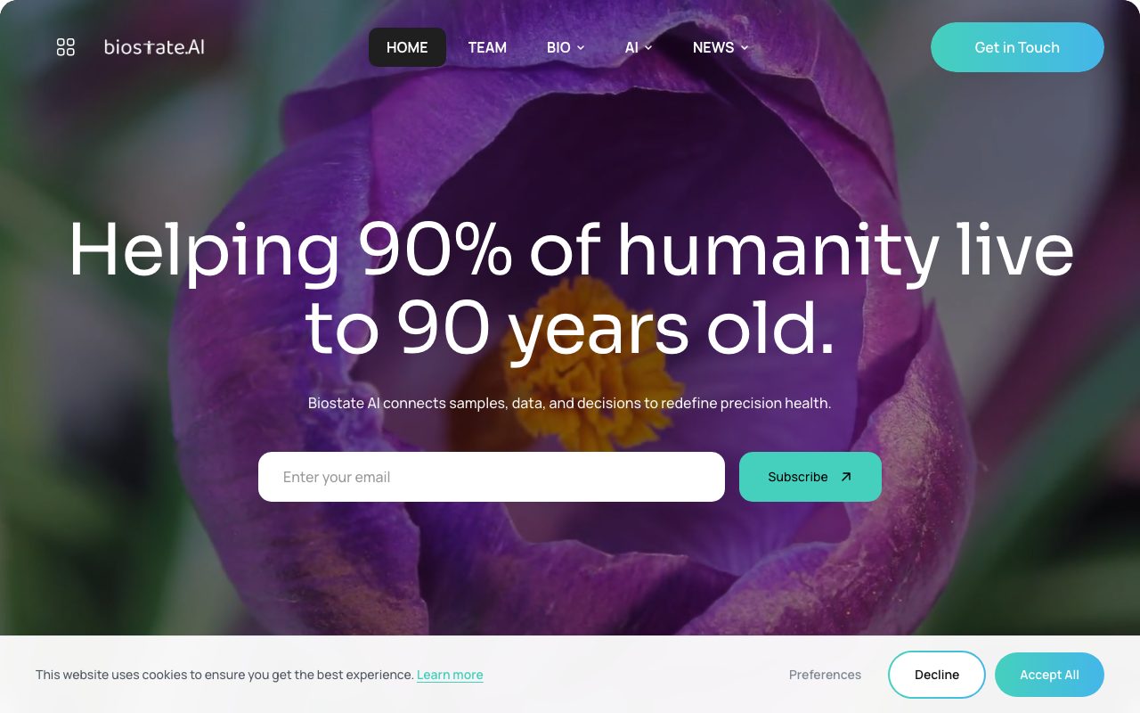 Biostate AI website