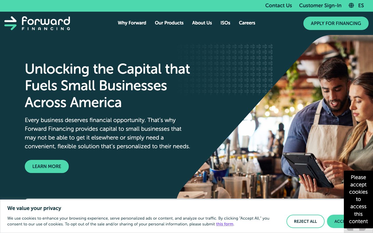 Forward Financing website