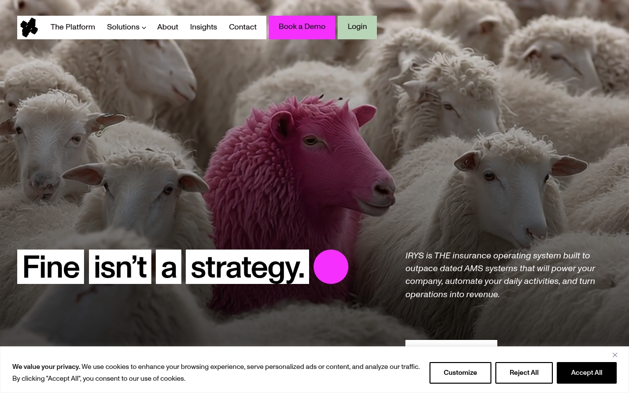 IRYS Insurtech website