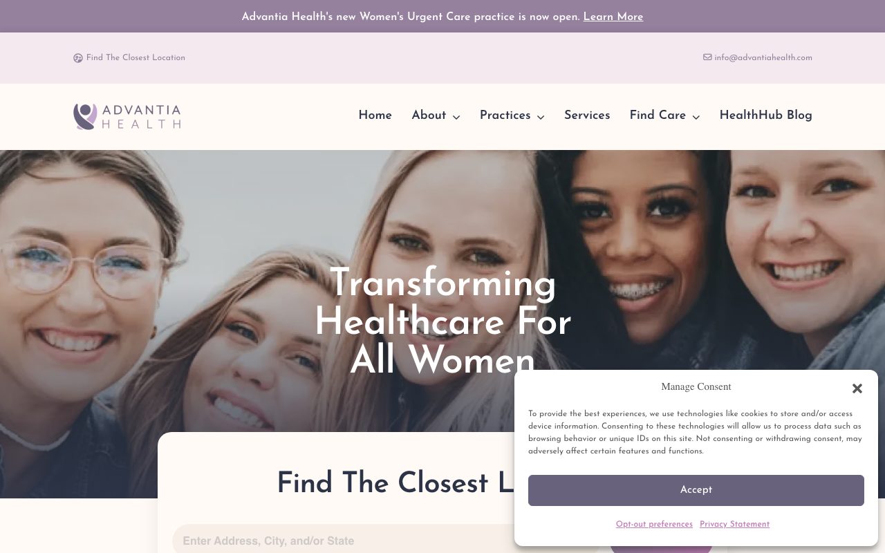 Advantia Health website