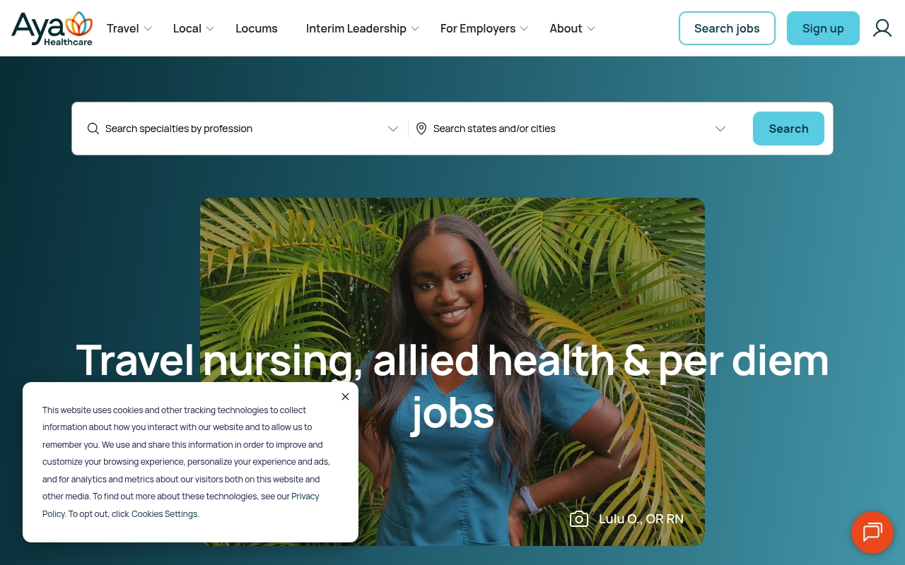 Aya Healthcare website