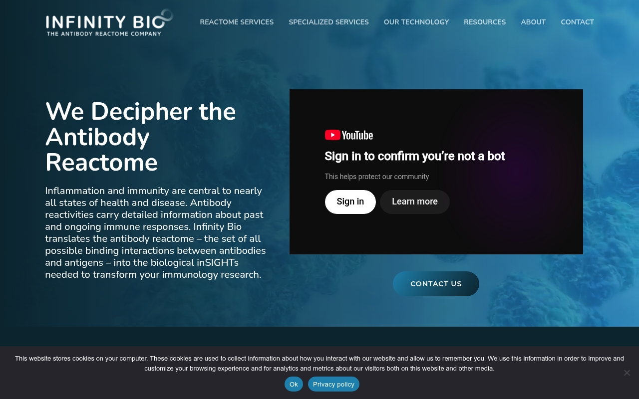 Infinity Bio website
