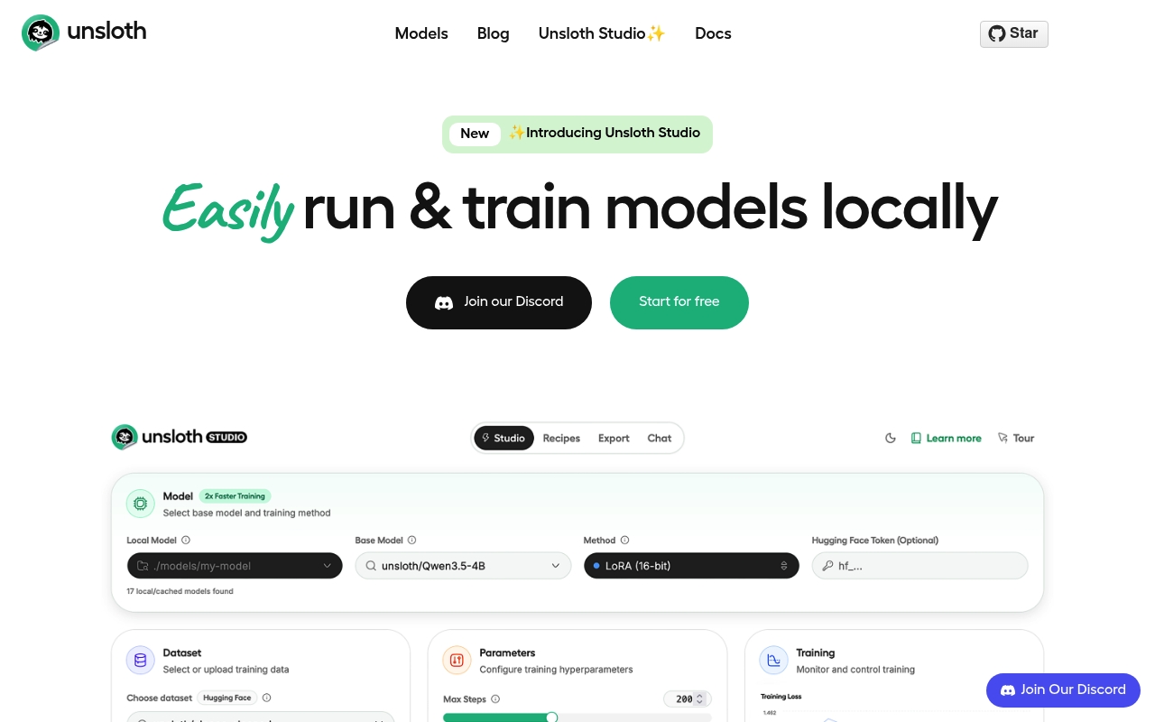 Unsloth AI website