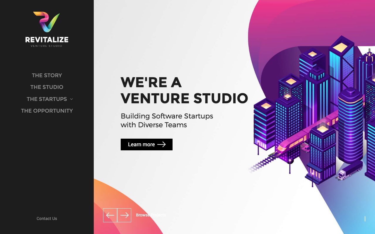 Revitalize Venture Studio website