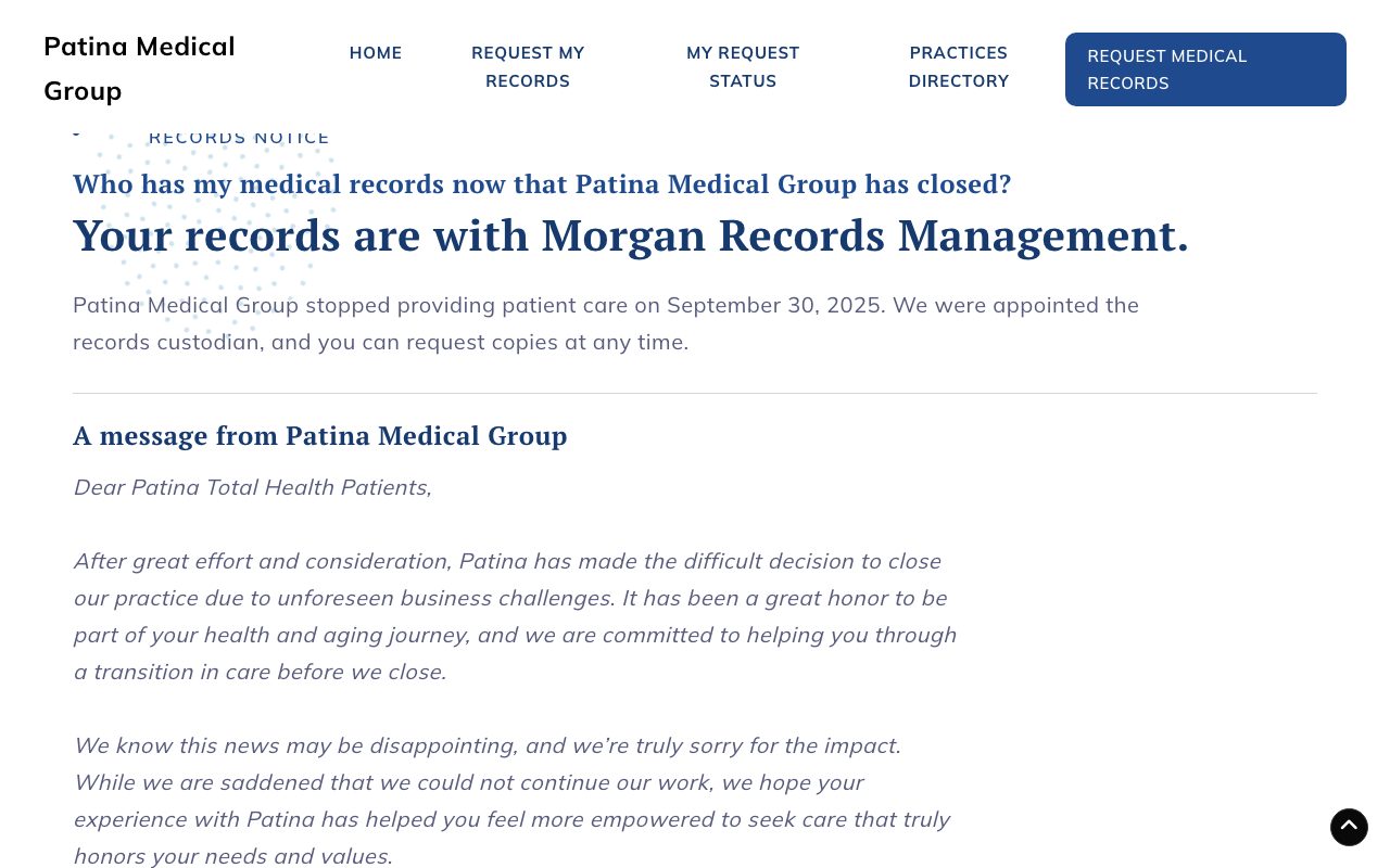 Patina Health website