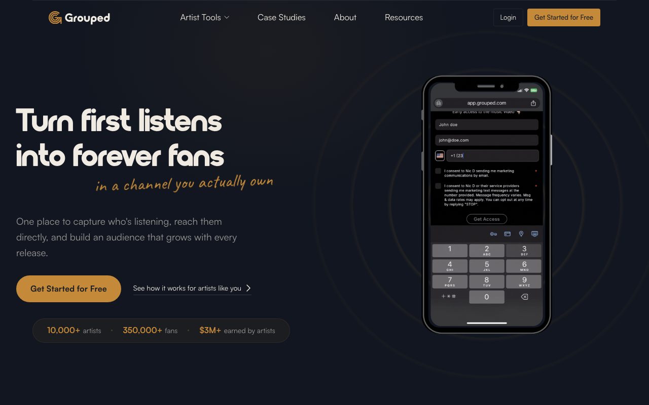 Grouped website