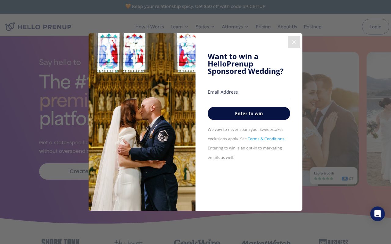 HelloPrenup website