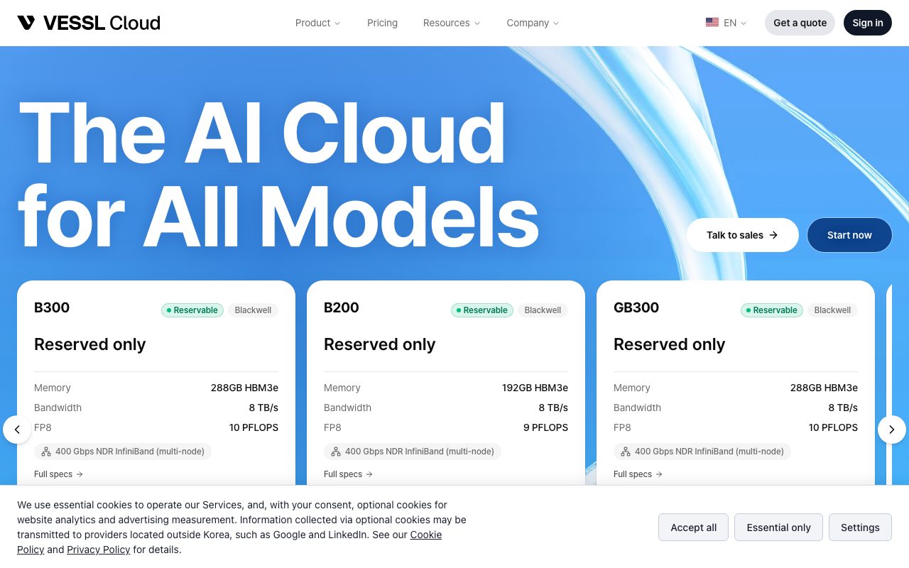 Vessl AI website