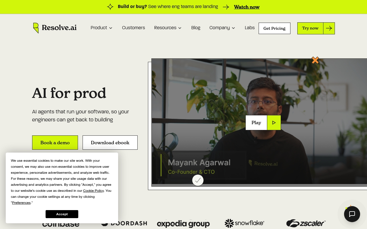 Resolve AI website