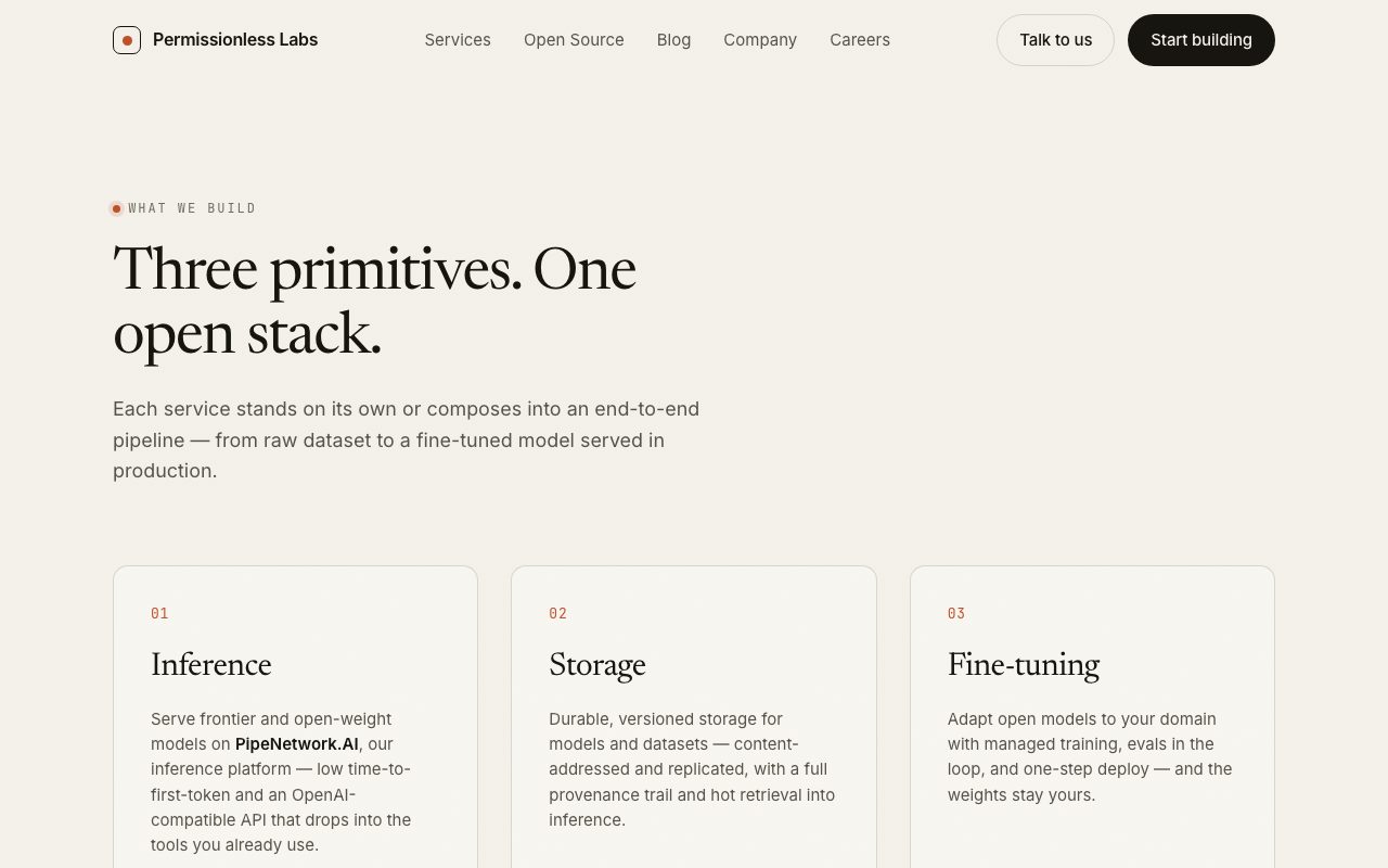 Permissionless Labs website