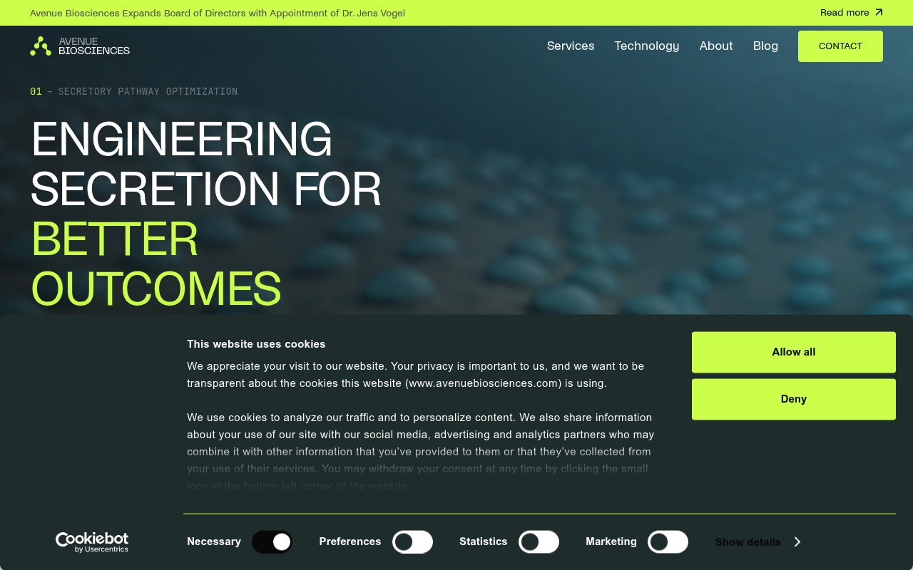 Avenue Biosciences website