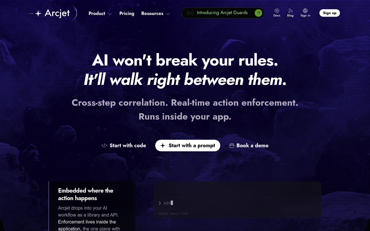 Arcjet website