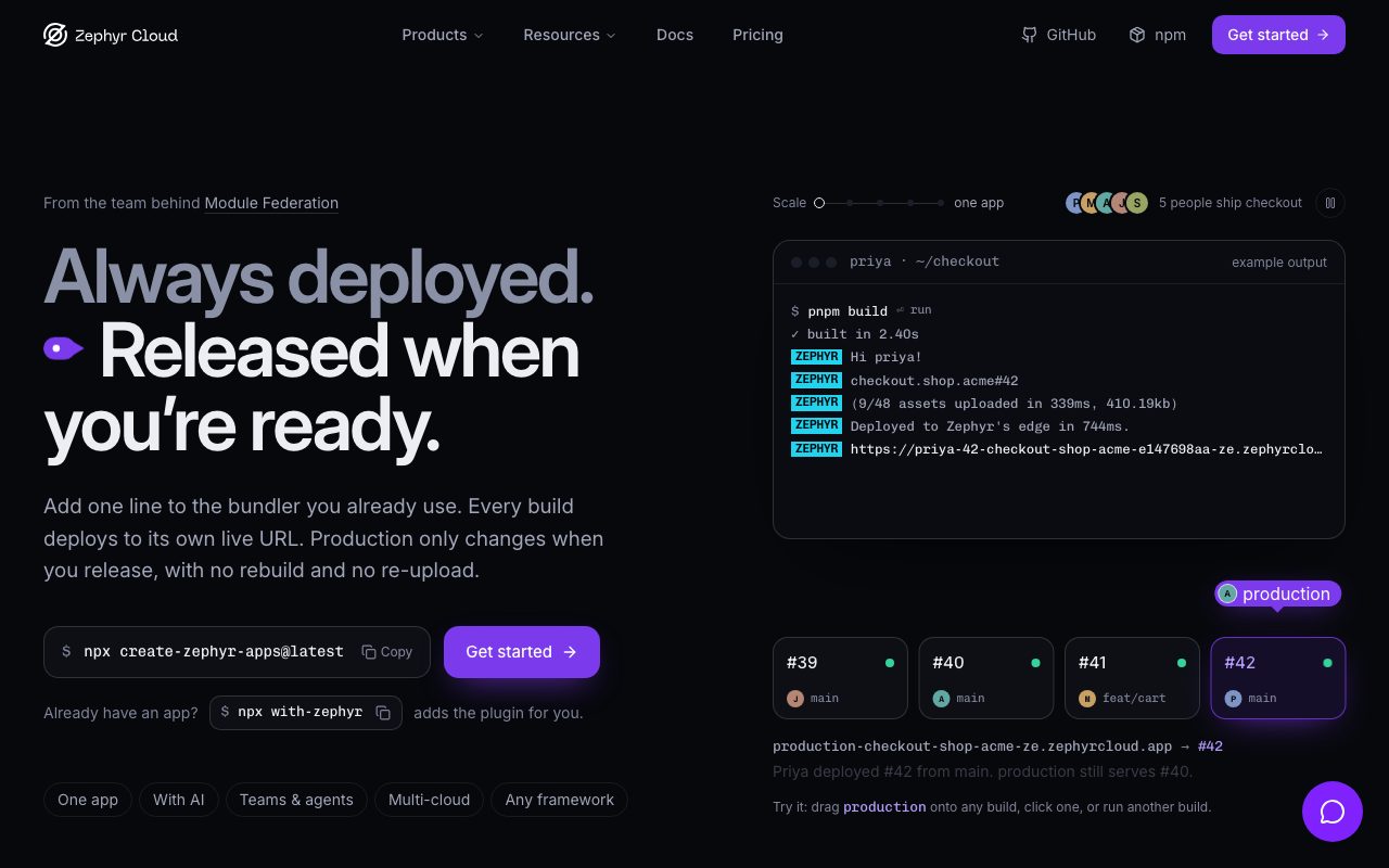 Zephyr Cloud website