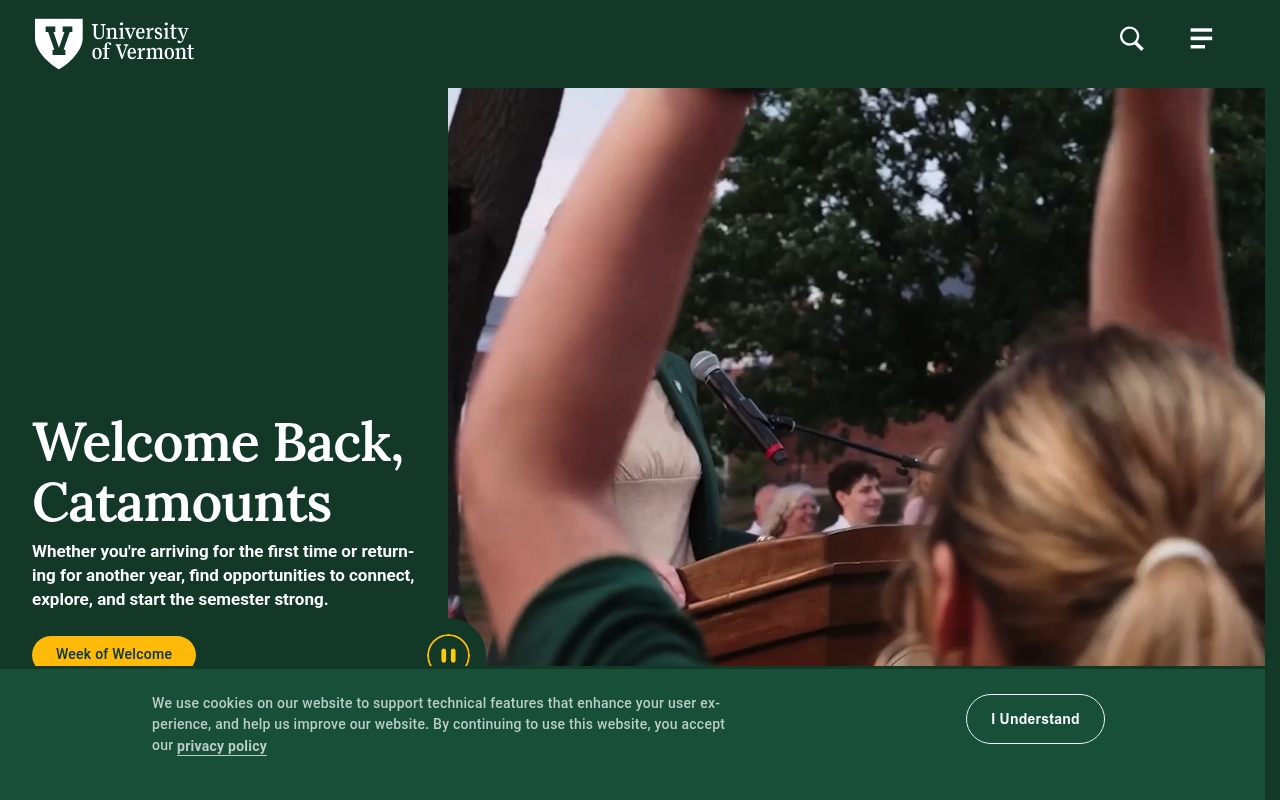 University Of Vermont website
