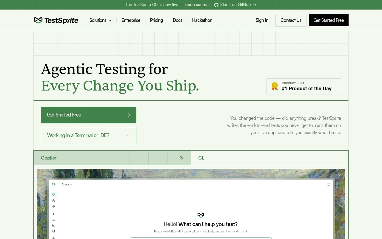 TestSprite website