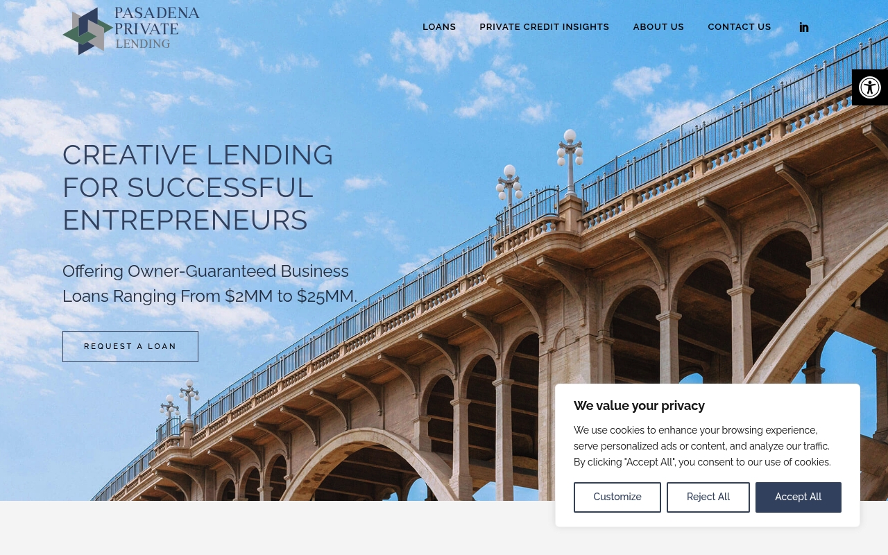 Pasadena Private Lending website