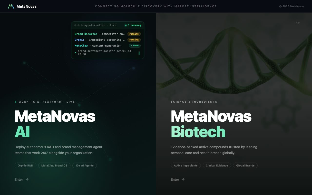 Metanovas Biotech website