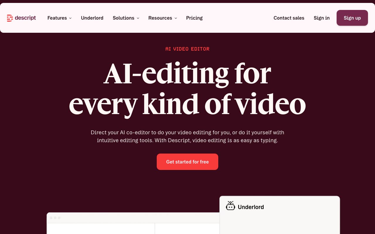 Descript website