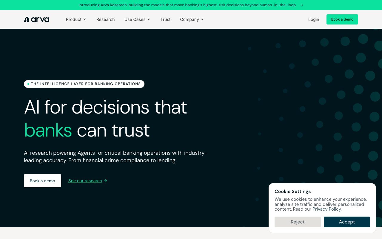 Arva AI website