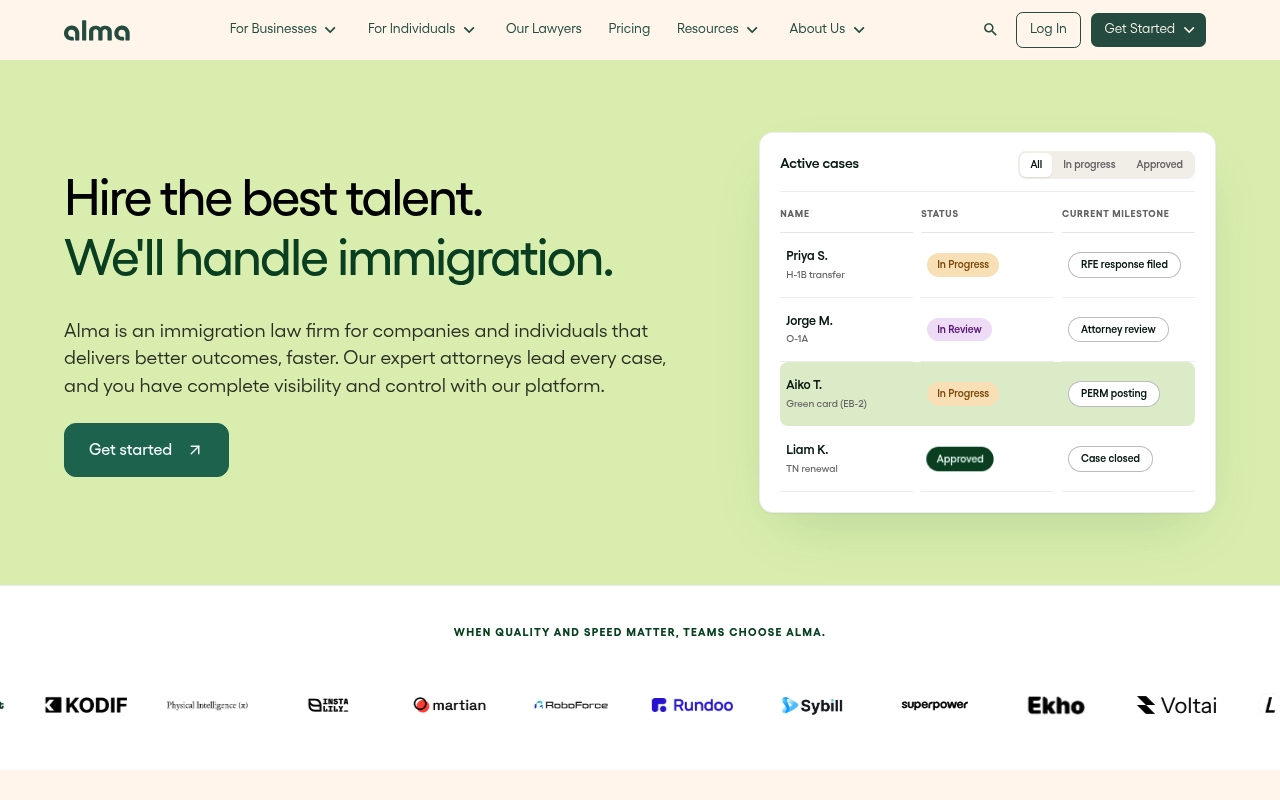Alma website