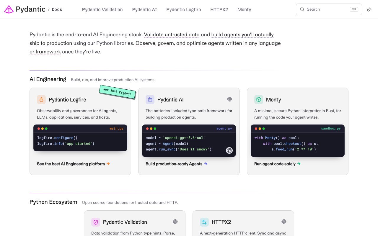 Pydantic website