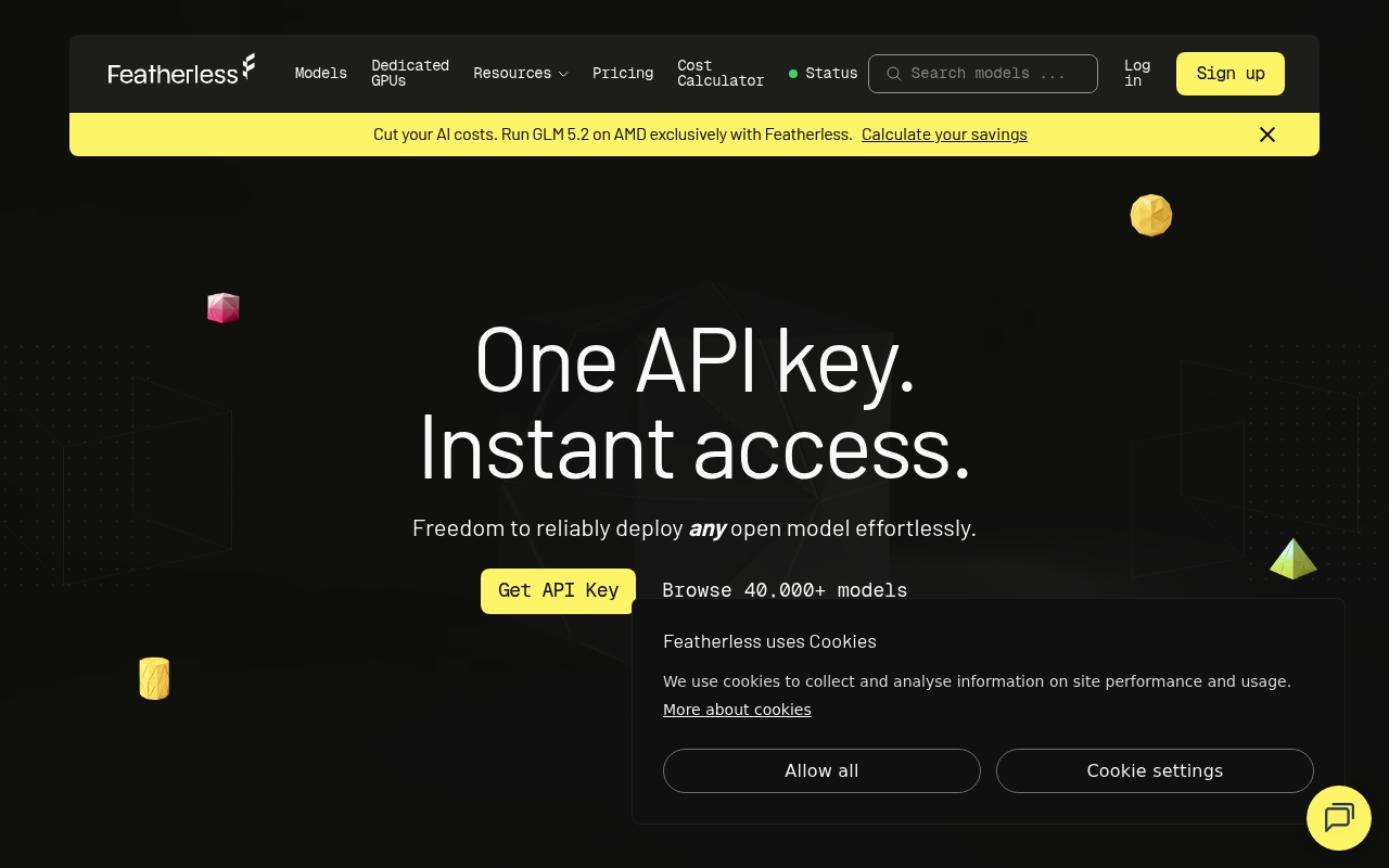 Featherless AI website
