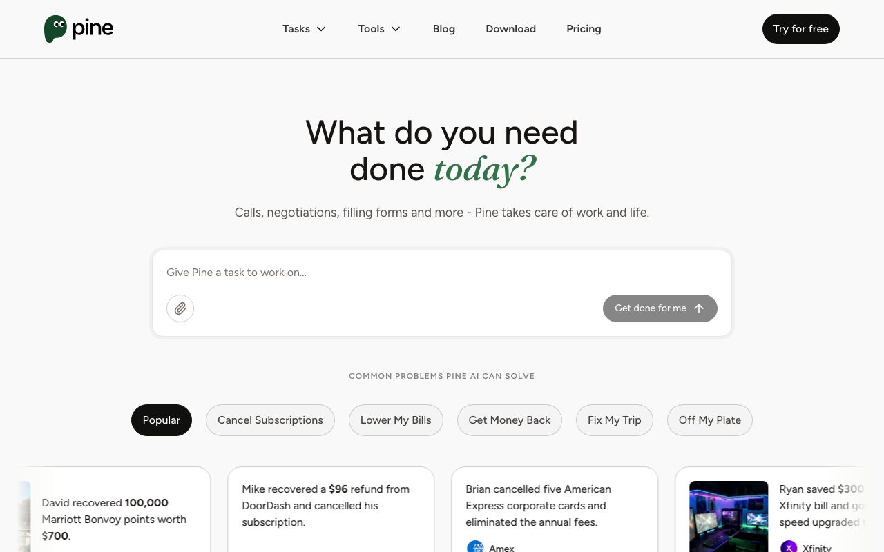 Pine AI website