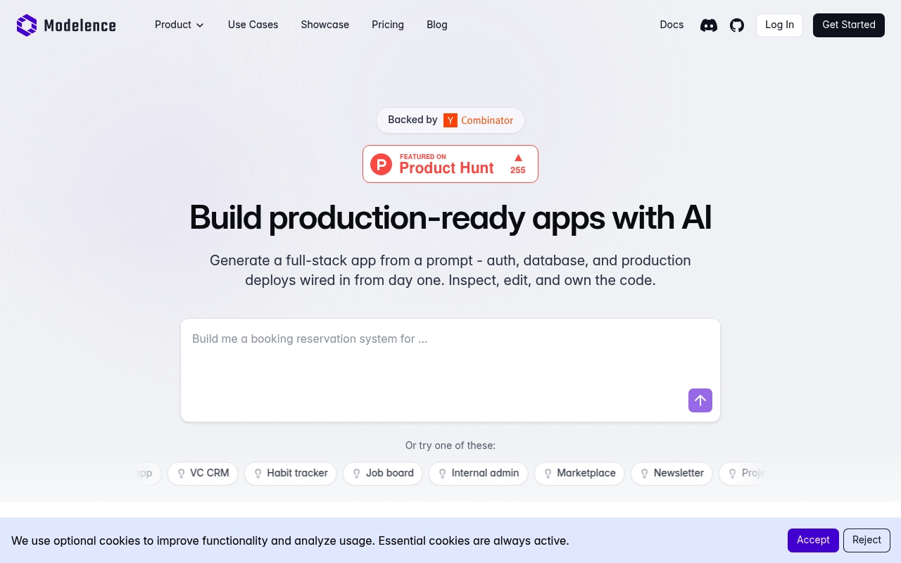 Modelence website