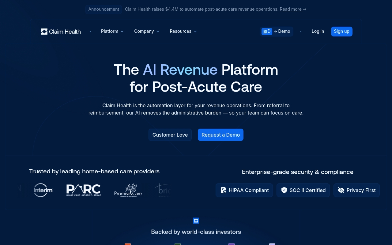 Claim Health website