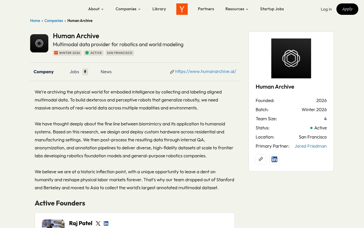 Human Archive website