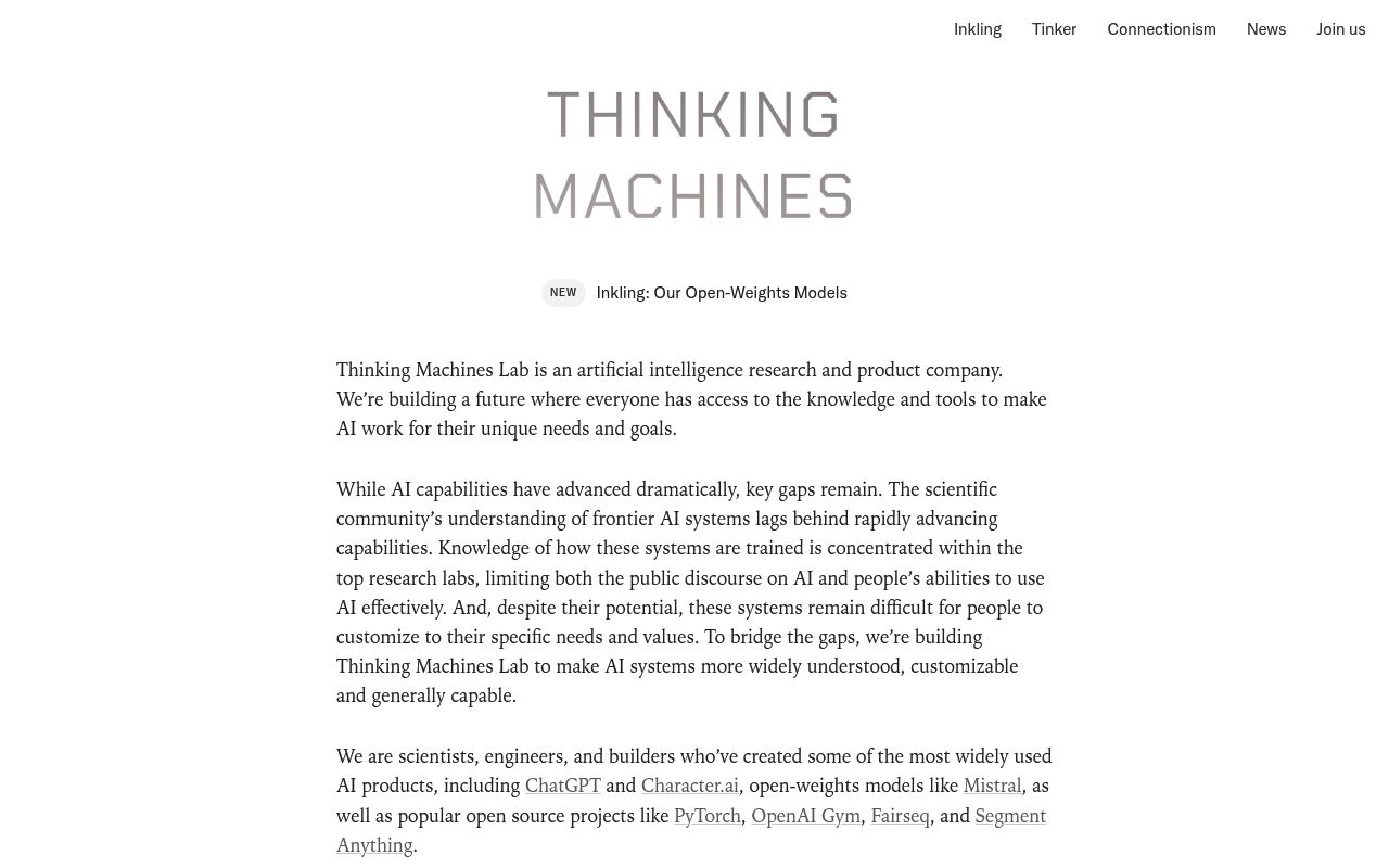 Thinking Machines Lab website
