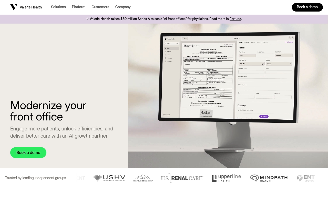 Valerie Health website
