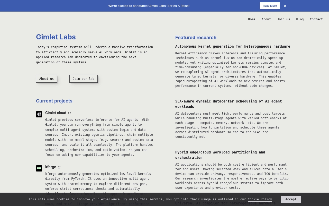 Gimlet Labs website