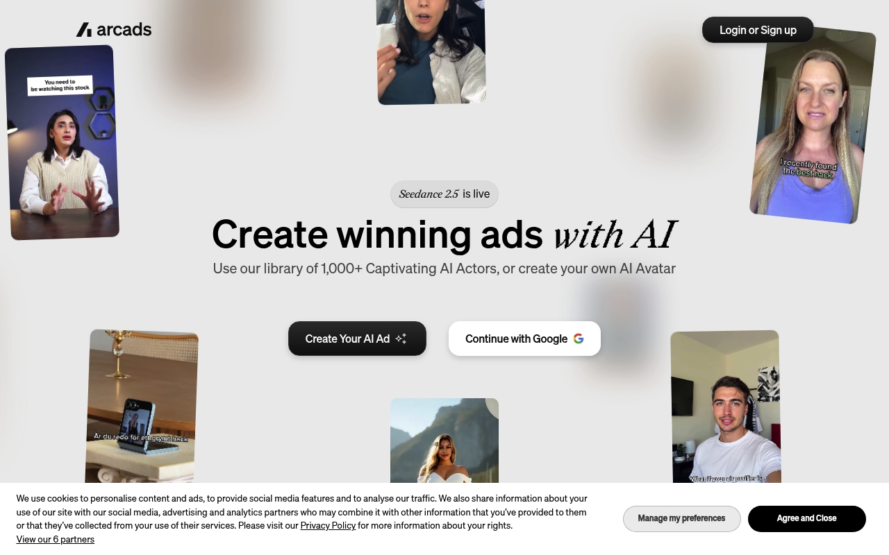 Arcads website