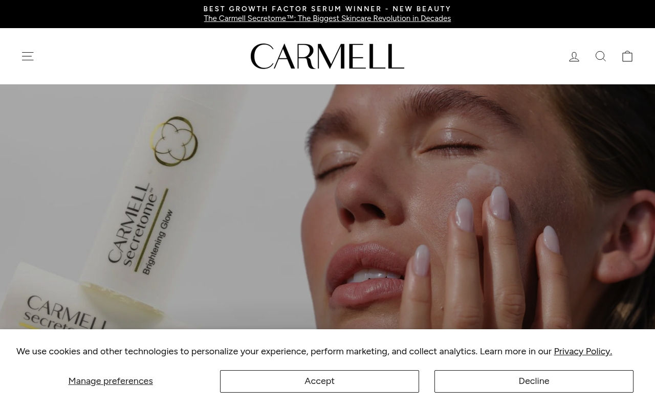 Carmell Cosmetics website