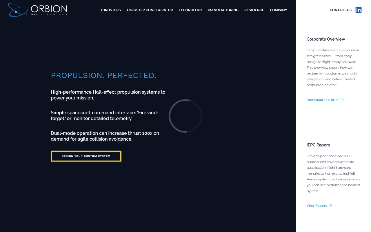 Orbion Space Technology website