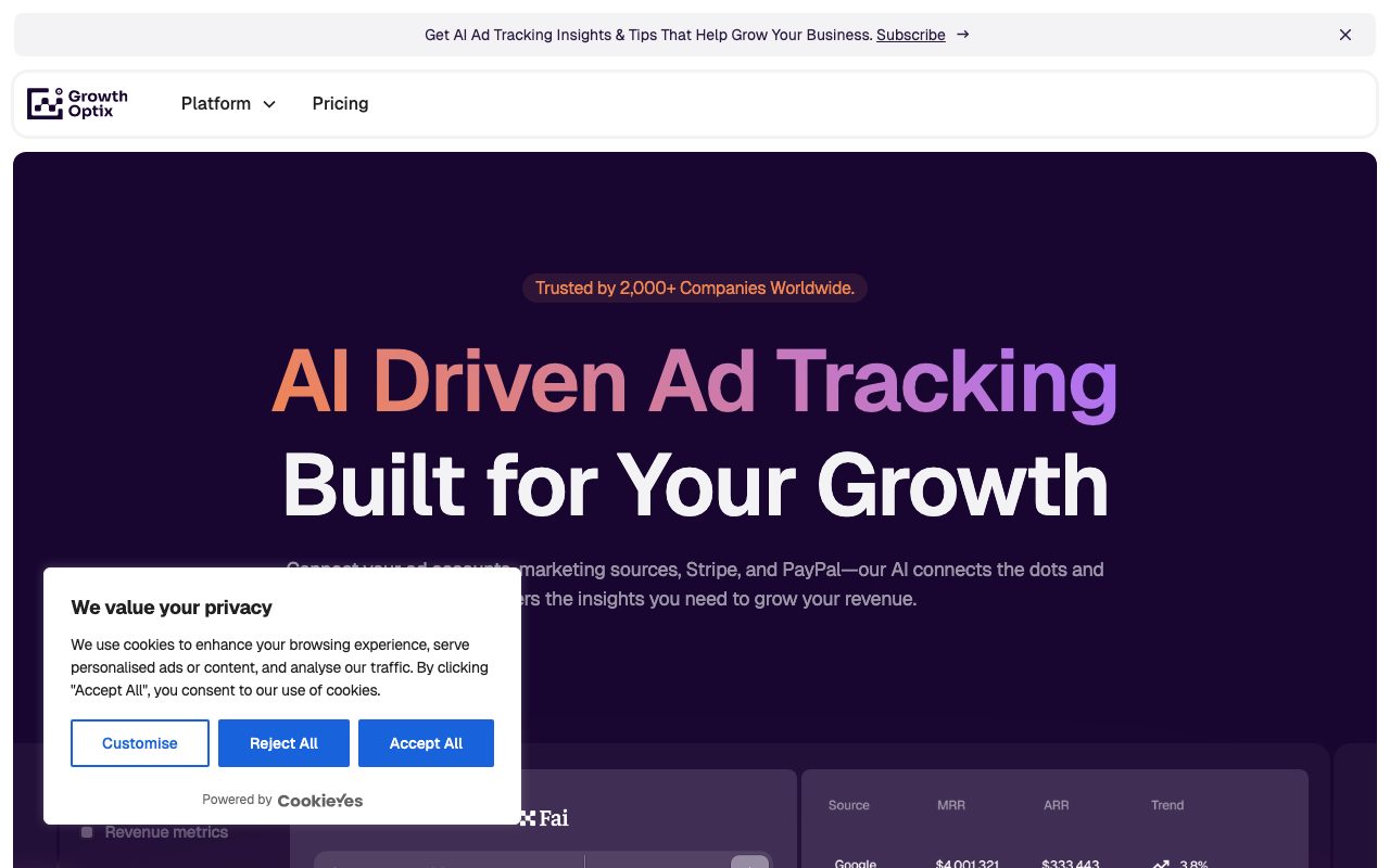 Growth Optix website